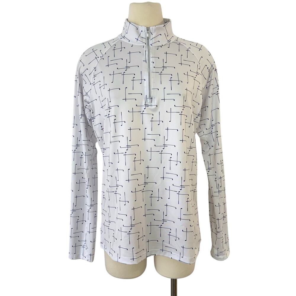 Lady Hagen Quarter Zip Golf Sweatshirt LS Top Golf Clubs Print UPF 50+ Large